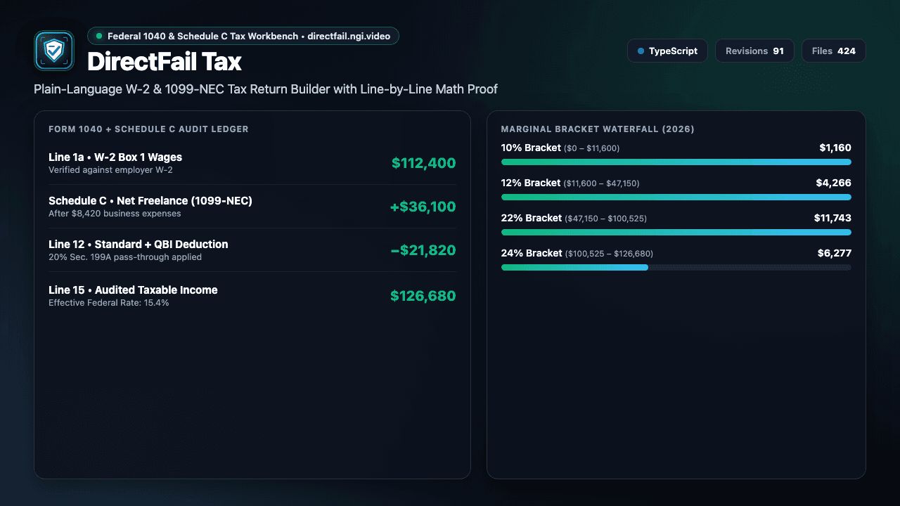 DirectFail Tax showing its sign-in page